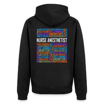 Nurse Anesthetist - Words - Unisex Premium Organic Zip Hoodie - black - Back - Nico (187cm)
