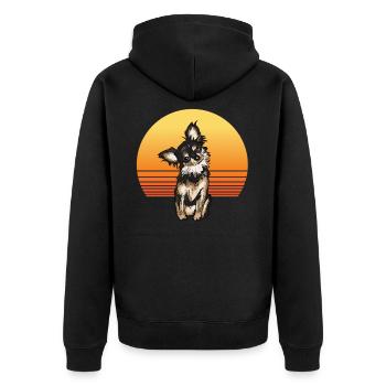 Chihuahua Sun - Unisex Premium Bio Zip Hoodie - Schwarz - Hinten - Nico (187cm)