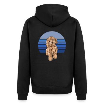Cockapoo Blau Retro - Unisex Premium Bio Zip Hoodie - Schwarz - Hinten - Nico (187cm)