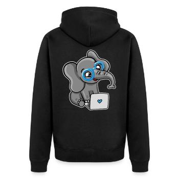 Geek Elephant - Unisex Premium Bio Zip Hoodie - Schwarz - Hinten - Nico (187cm)