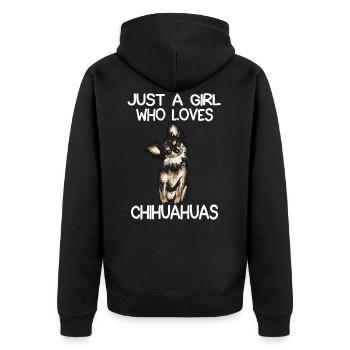 Just A Girl Who Loves Chihuahuas - Unisex Premium Bio Zip Hoodie - Schwarz - Hinten - Nico (187cm)