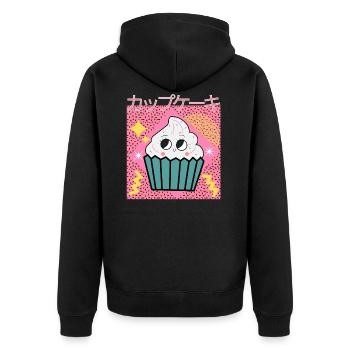 90s Japanese cup cake kawaii Design - Unisex Premium Organic Zip Hoodie - black - Back - Nico (187cm)
