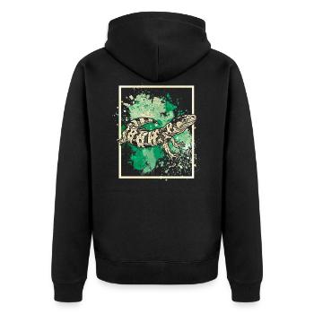 Salamander - Unisex Premium Bio Zip Hoodie - Schwarz - Hinten - Nico (187cm)