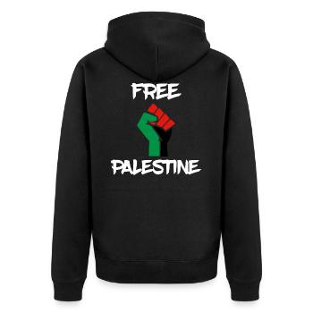 free palestine palestine fist fist - Unisex Premium Organic Zip Hoodie - black - Back - Nico (187cm)