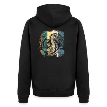 Dragon - Unisex Premium Organic Zip Hoodie - black - Back - Nico (187cm)