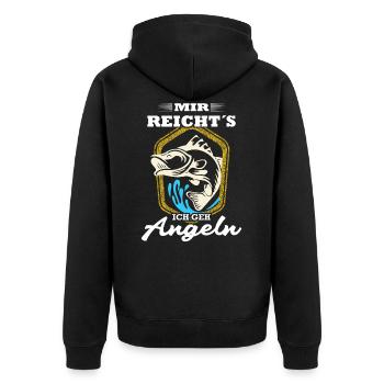 Mir reichts Ich geh angeln Vintage - Unisex Premium Bio Zip Hoodie - Schwarz - Hinten - Nico (187cm)