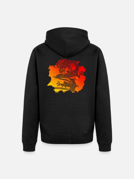 Chinese Dragon - Unisex Premium Organic Zip Hoodie - black