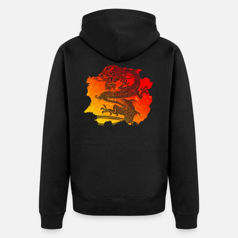 Chinesischer Drache - Unisex Premium Bio Zip Hoodie - Schwarz