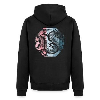 Dragon chinois - Veste à capuche bio Premium Unisexe - noir - Dos - Nico (187cm)
