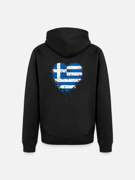 Grèce Drapeau coeur - Veste à capuche bio Premium Unisexe - noir