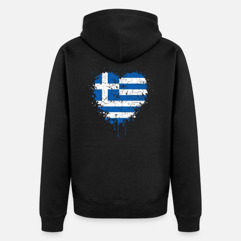 Grèce Drapeau coeur - Veste à capuche bio Premium Unisexe - noir