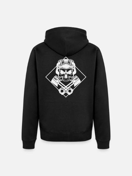 Rocker - Skull - Art Design - Biker - Unisex Premium Organic Zip Hoodie - black
