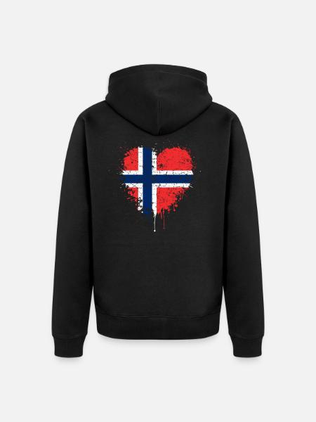 Norvège drapeau coeur - Veste à capuche bio Premium Unisexe - noir