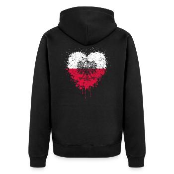 Polen Flagge & Adler Wappen - Unisex Premium Bio Zip Hoodie - Schwarz - Hinten - Nico (187cm)