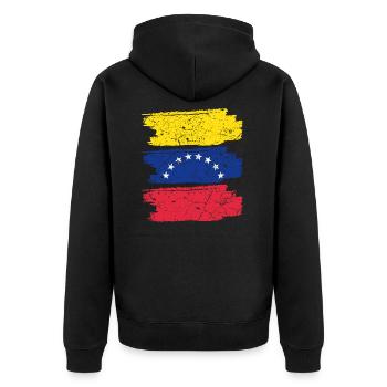 Venezuela Flag - Unisex Premium Organic Zip Hoodie - black - Back - Nico (187cm)