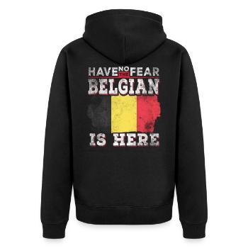 Funny Belgian - Unisex Premium Organic Zip Hoodie - black - Back - Nico (187cm)