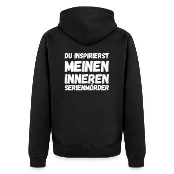 Gewalt inneren Serienmörder lustig humor ironie - Unisex Premium Bio Zip Hoodie - Schwarz - Hinten - Nico (187cm)