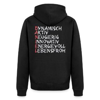 Daniel - Unisex Premium Bio Zip Hoodie - Schwarz - Hinten - Nico (187cm)