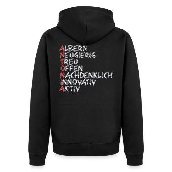 Antonia - Unisex Premium Bio Zip Hoodie - Schwarz - Hinten - Nico (187cm)
