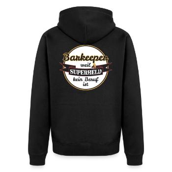 Barkeeper weil Superheld kein Beruf ist - Unisex Premium Bio Zip Hoodie - Schwarz - Hinten - Nico (187cm)