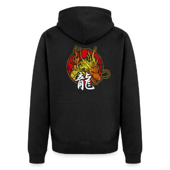 Dragon Chine Signe de schirft - Veste à capuche bio Premium Unisexe - noir - Dos - Nico (187cm)