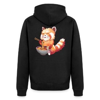 Red Panda Ramen - Unisex Premium Organic Zip Hoodie - black - Back - Nico (187cm)
