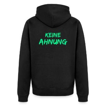 Keine Ahnung - Unisex Premium Bio Zip Hoodie - Schwarz - Hinten - Nico (187cm)