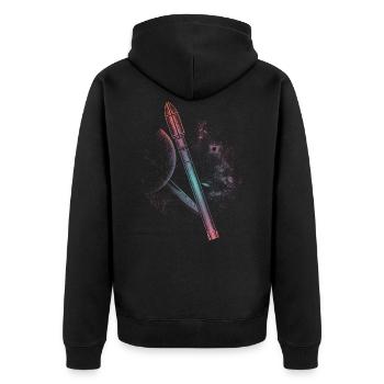 Falcon 9 Rakete - Unisex Premium Bio Zip Hoodie - Schwarz - Hinten - Nico (187cm)