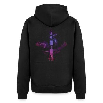 Saturn V Rocket - Unisex Premium Organic Zip Hoodie - black - Back - Nico (187cm)