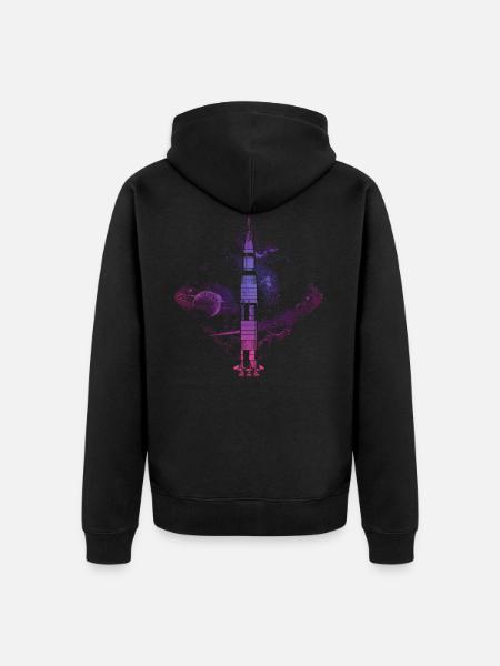 Saturn V Rocket - Unisex Premium Organic Zip Hoodie - black