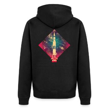 Saturn V Rocket - Unisex Premium Organic Zip Hoodie - black - Back - Nico (187cm)