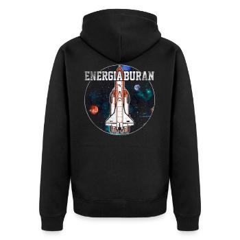 Energia Rocket & Buran Shuttle - Unisex Premium Organic Zip Hoodie - black - Back - Nico (187cm)