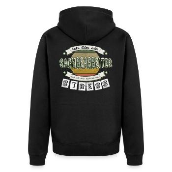 Sachbearbeiter - Unisex Premium Bio Zip Hoodie - Schwarz - Hinten - Nico (187cm)