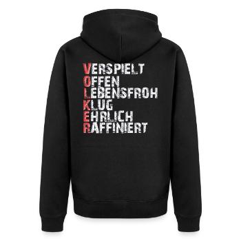 Volker - Unisex Premium Bio Zip Hoodie - Schwarz - Hinten - Nico (187cm)