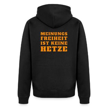 Grundrechte Demo Politik wählen meinungsfreiheit - Unisex Premium Bio Zip Hoodie - Schwarz - Hinten - Nico (187cm)