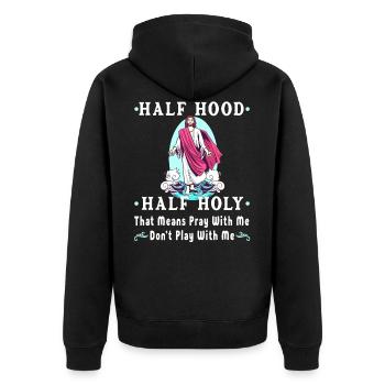Jesus God Christ Religion Bible Jesus Christ - Unisex Premium Organic Zip Hoodie - black - Back - Nico (187cm)