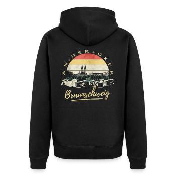 Braunschweig an der oker - Unisex Premium Bio Zip Hoodie - Schwarz - Hinten - Nico (187cm)