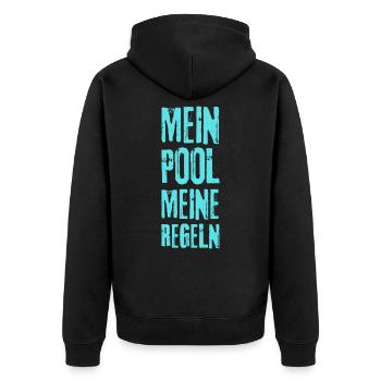 Wasser schwimmen Mein Pool garten - Unisex Premium Bio Zip Hoodie - Schwarz - Hinten - Nico (187cm)