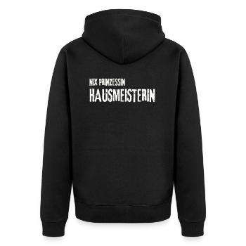 Hausmeisterin job hauswart arbeit geschenk mutter - Unisex Premium Bio Zip Hoodie - Schwarz - Hinten - Nico (187cm)