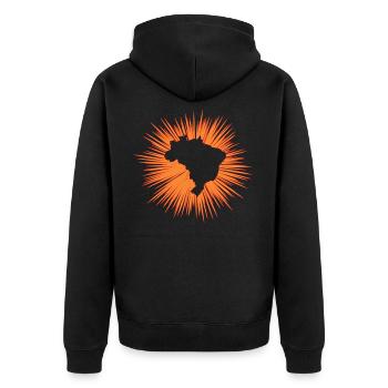 Brasilien - Unisex Premium Bio Zip Hoodie - Schwarz - Hinten - Nico (187cm)