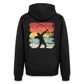 Bogensport Bogen Pfeile Bogenschießen Geschenk - Unisex Premium Bio Zip Hoodie - Schwarz - Hinten - Nico (187cm)