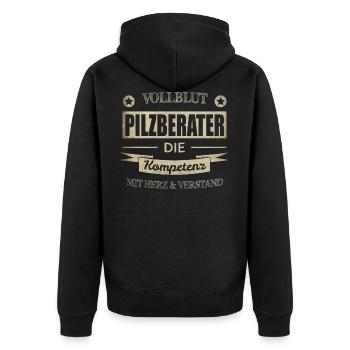 Pilzberater Spruch - Unisex Premium Bio Zip Hoodie - Schwarz - Hinten - Nico (187cm)