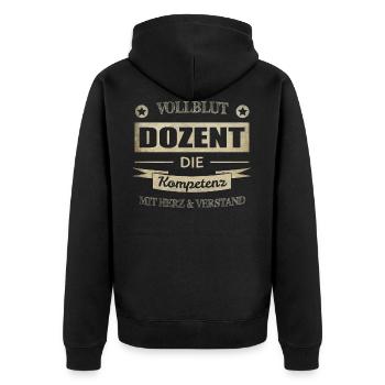 Dozent Spruch - Unisex Premium Bio Zip Hoodie - Schwarz - Hinten - Nico (187cm)