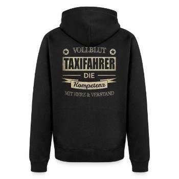 Taxifahrer Spruch - Unisex Premium Bio Zip Hoodie - Schwarz - Hinten - Nico (187cm)