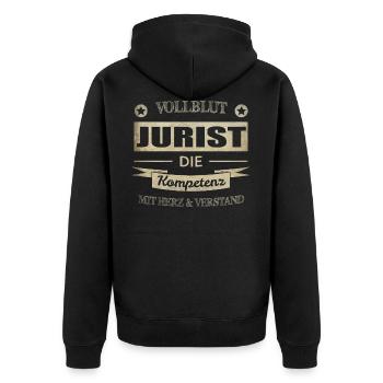 Jurist Spruch - Unisex Premium Bio Zip Hoodie - Schwarz - Hinten - Nico (187cm)