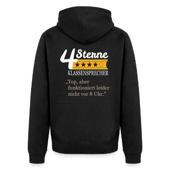 Klassensprecher - Unisex Premium Bio Zip Hoodie - Schwarz - Hinten - Nico (187cm)