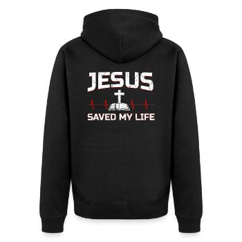 Jesus - Unisex Premium Bio Zip Hoodie - Schwarz - Hinten - Nico (187cm)