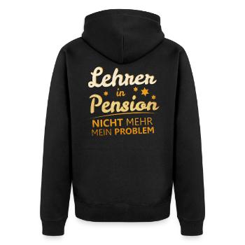 Lehrer Ruhestand Rente - Unisex Premium Bio Zip Hoodie - Schwarz - Hinten - Nico (187cm)