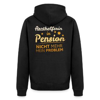 Arzthelferin Ruhestand Rente - Unisex Premium Bio Zip Hoodie - Schwarz - Hinten - Nico (187cm)