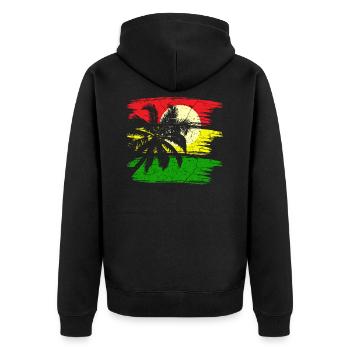 Jamaica Reggae Rastafari - Unisex Premium Organic Zip Hoodie - black - Back - Nico (187cm)